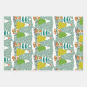 Fox Hedgehog en Pinguïn Kerstmis Vakantie Patroon Inpakpapier Vel (Voorkant)