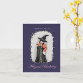 Fox heks Magische Gothic Kunstwitter Kaart (Gele Bloem)