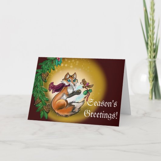 Fox Holiday Feestdagen Kaart (Voorkant)
