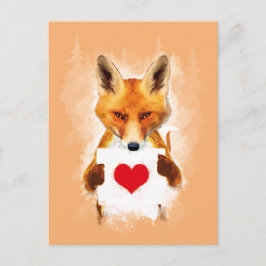 Fox houdt een hart vast - ik hou van je! briefkaart