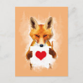 Fox houdt een hart vast - ik hou van je! briefkaart (Voorkant)