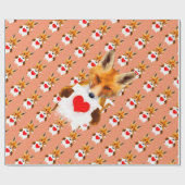 Fox houdt een hart vast - ik hou van je! cadeaupapier (Vlak)