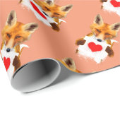 Fox houdt een hart vast - ik hou van je! cadeaupapier (Rol Hoek)