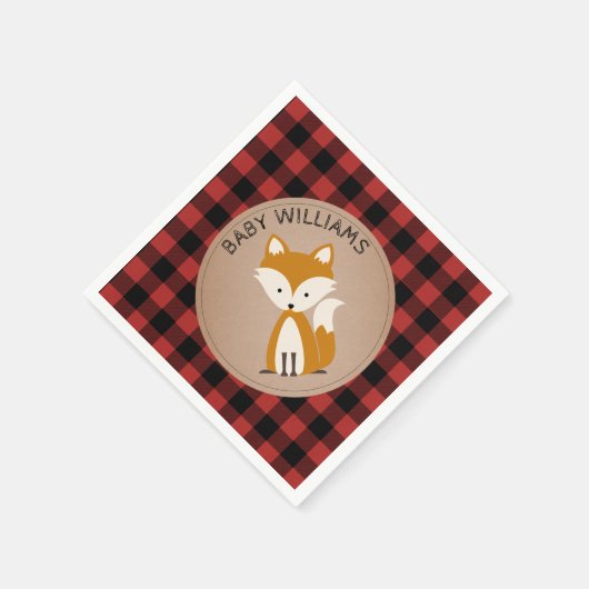 Fox houthakker geruite Baby showers servetten (Hoek)