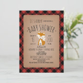 Fox houthakker Plaid Baby shower Invitation Kaart (Staand voorkant)