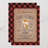Fox houthakker Plaid Baby shower Invitation Kaart (Voorkant / Achterkant)