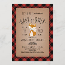 Fox houthakker Plaid Baby shower Invitation