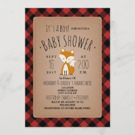 Fox houthakker Plaid Baby shower Invitation Kaart