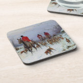 Fox Hunt Huntsmen en Hounds die naar huis terugker Bier Onderzetter (Linkerzijde)