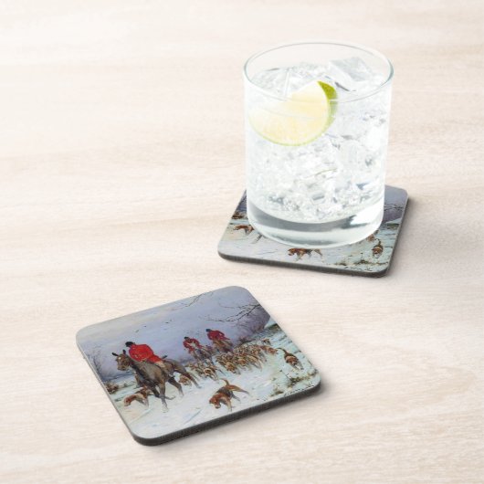 Fox Hunt Huntsmen en Hounds die naar huis terugker Bier Onderzetter (Rechterzijde)
