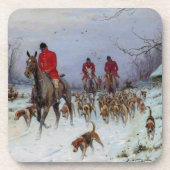 Fox Hunt Huntsmen en Hounds die naar huis terugker Bier Onderzetter (Voorkant)