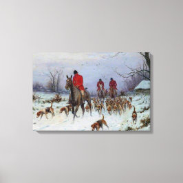 Fox Hunt Huntsmen en Hounds die naar huis terugker Canvas Afdruk