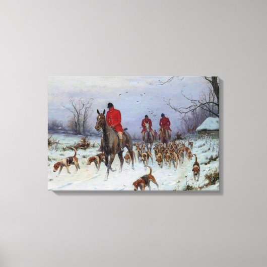 Fox Hunt Huntsmen en Hounds die naar huis terugker Canvas Afdruk (Voorkant)
