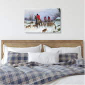 Fox Hunt Huntsmen en Hounds die naar huis terugker Canvas Afdruk (Insitu (Slaapkamer))