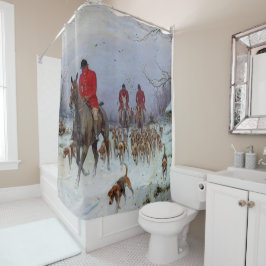 Fox Hunt Huntsmen en Hounds die naar huis terugker Douchegordijn