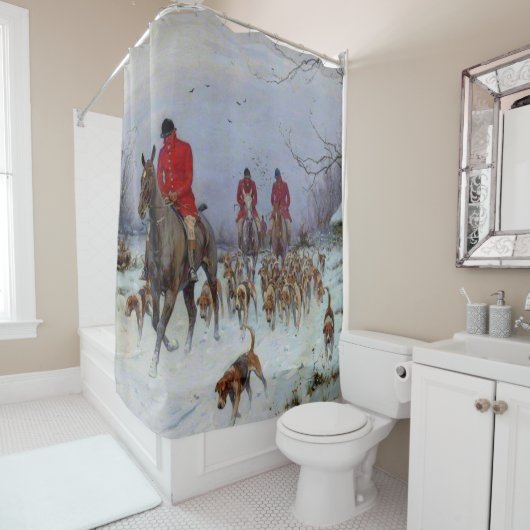 Fox Hunt Huntsmen en Hounds die naar huis terugker Douchegordijn (In situ)