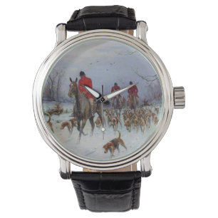 Fox Hunt Huntsmen en Hounds die naar huis terugker Horloge