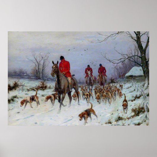Fox Hunt Huntsmen en Hounds die naar huis terugker Poster (Voorkant)