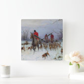 Fox Hunt Huntsmen en Hounds die naar huis terugker Vierkante Klok (Huis)