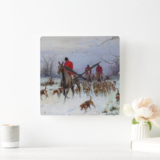 Fox Hunt Huntsmen en Hounds die naar huis terugker Vierkante Klok (Huis)
