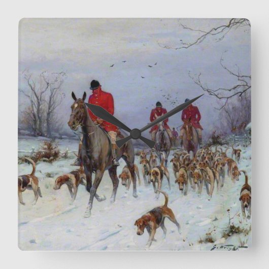 Fox Hunt Huntsmen en Hounds die naar huis terugker Vierkante Klok (Voorkant)