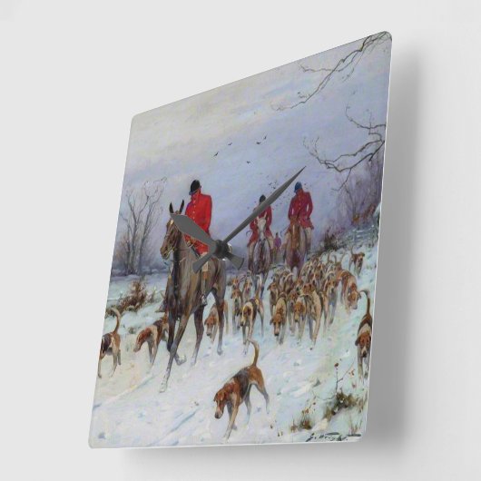 Fox Hunt Huntsmen en Hounds die naar huis terugker Vierkante Klok (Hoek)
