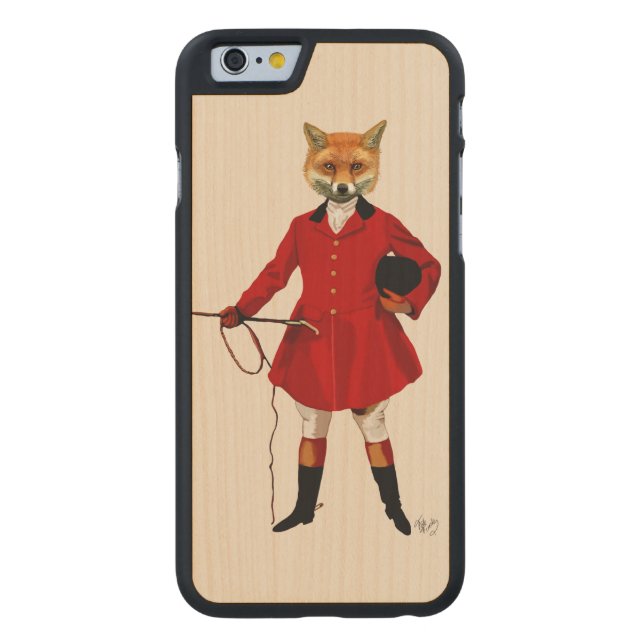 Fox Hunter 2 Full 3 Carved Wood iPhone Hoesje (Achterkant)