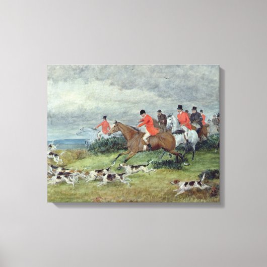 Fox Hunting in Surrey, 19e eeuw Canvas Afdruk (Voorkant)
