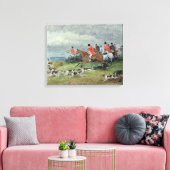 Fox Hunting in Surrey, 19e eeuw Canvas Afdruk (Insitu (Woonkamer))