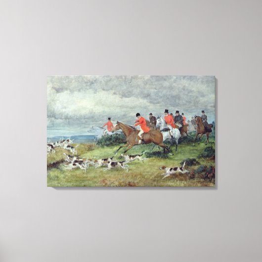 Fox Hunting in Surrey, 19e eeuw Canvas Afdruk (Voorkant)