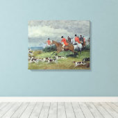 Fox Hunting in Surrey, 19e eeuw Canvas Afdruk (Insitu (Houten vloer))