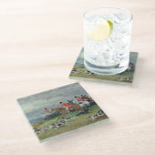 Fox Hunting in Surrey, 19e eeuw Glazen Onderzetter (Schuin)