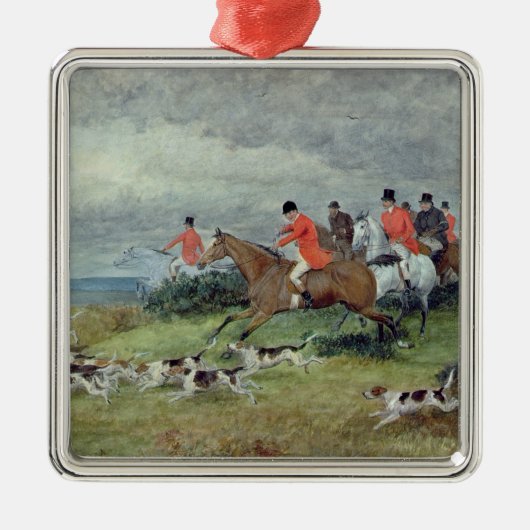Fox Hunting in Surrey, 19e eeuw Metalen Ornament (Voorkant)