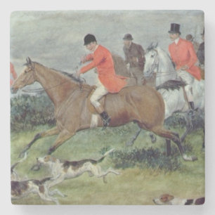 Fox Hunting in Surrey, 19e eeuw Stenen Onderzetter