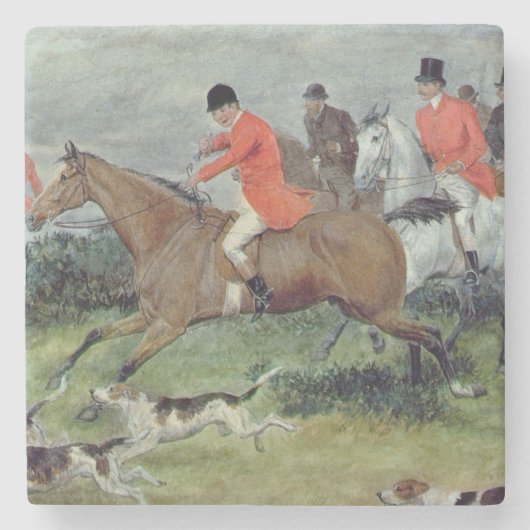 Fox Hunting in Surrey, 19e eeuw Stenen Onderzetter (Voorkant)