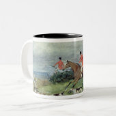 Fox Hunting in Surrey, 19e eeuw Tweekleurige Koffiemok (Voorkant links)