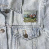 Fox Hunting in Surrey, 19e eeuw Vierkante Button 5,1 Cm (In situ)