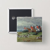 Fox Hunting in Surrey, 19e eeuw Vierkante Button 5,1 Cm (Voorkant /achterkant)
