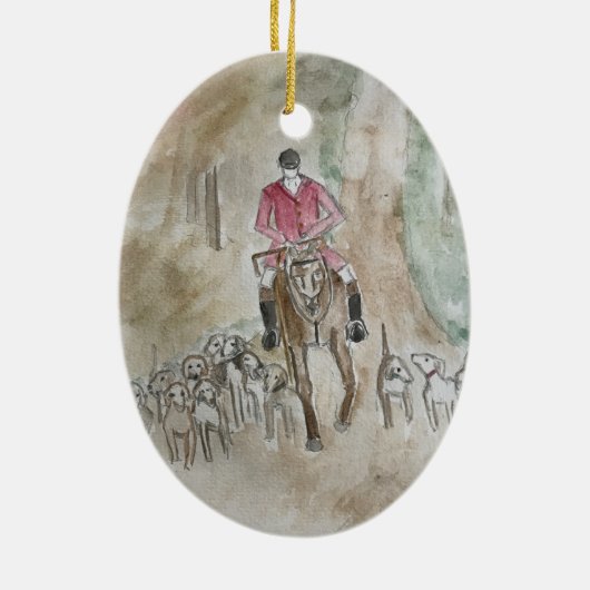 Fox Hunting kerstversiering Keramisch Ornament (Achterkant)