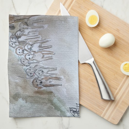 Fox Hunting Scene Tea Towel (keukenhanddoek) Theedoek (Quarter Fold)