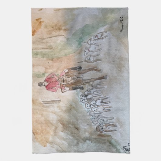 Fox Hunting Scene Tea Towel (keukenhanddoek) Theedoek (Verticaal)