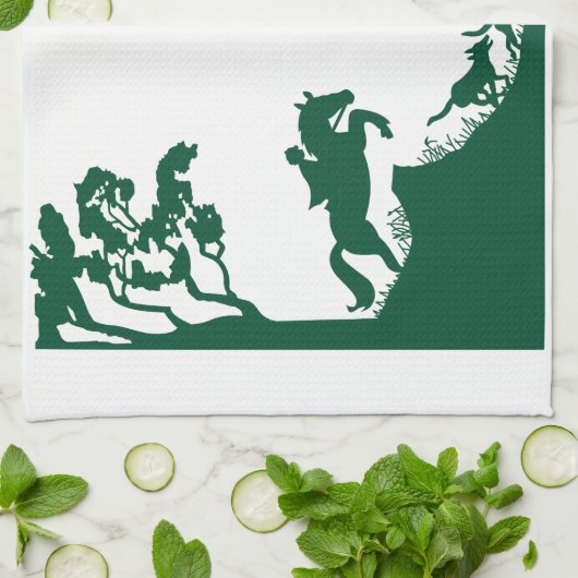Fox Hunting Silhouette Theedoek (Gevouwen)