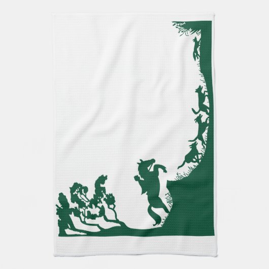 Fox Hunting Silhouette Theedoek (Verticaal)