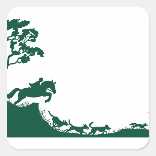 Fox Hunting Silhouette Vierkante Sticker (Voorkant)