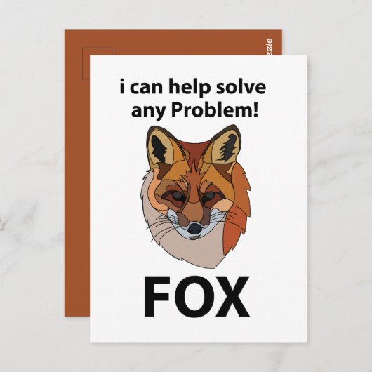 Fox Ik kan elk probleem helpen oplossen Funny Fox Briefkaart (Voorkant / Achterkant)