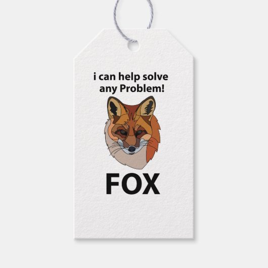 Fox Ik kan elk probleem helpen oplossen Funny Fox Cadeaulabel (Voorkant)