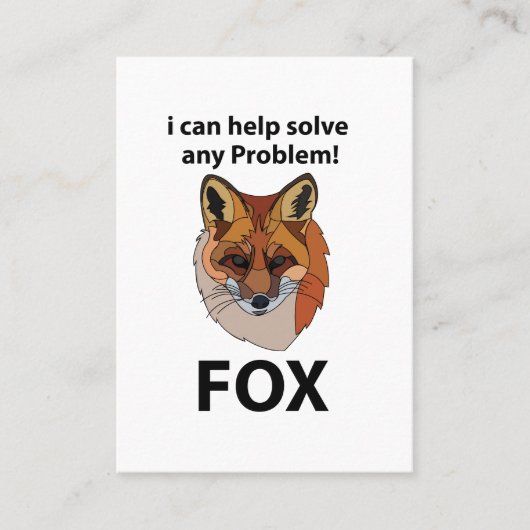Fox Ik kan elk probleem helpen oplossen Funny Fox Visitekaartje (Voorkant)