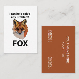Fox Ik kan elk probleem helpen oplossen Funny Fox Visitekaartje