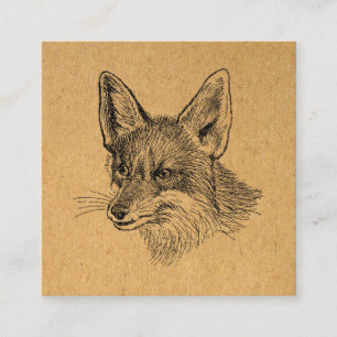 Fox Illustratie Antiek Animal Art Brown Informatiekaartje