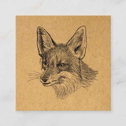  Fox Illustratie Antiek Animal Art Brown Informatiekaartje (Voorkant)